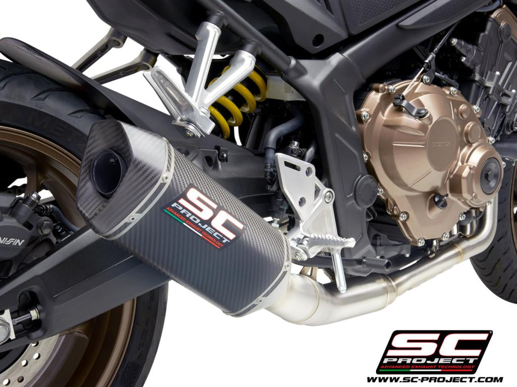 HONDA CB650R (2019-2023) Full Exhaust System 4-1, with SC1-M Muffler, with carbon fibre end cap