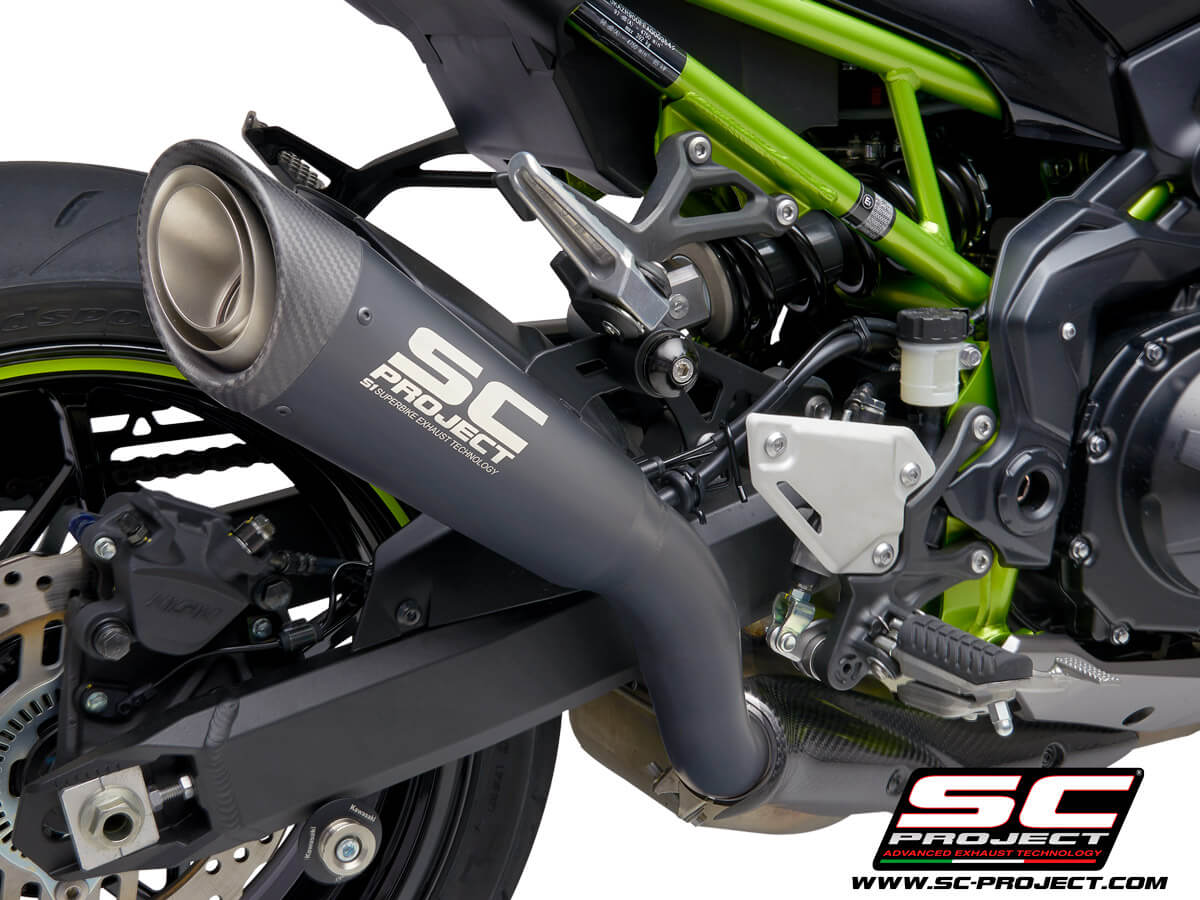 KAWASAKI Z 900 (2021-2024) S1 Muffler, Titanium, matt black painted, with Carbon fibre end cap