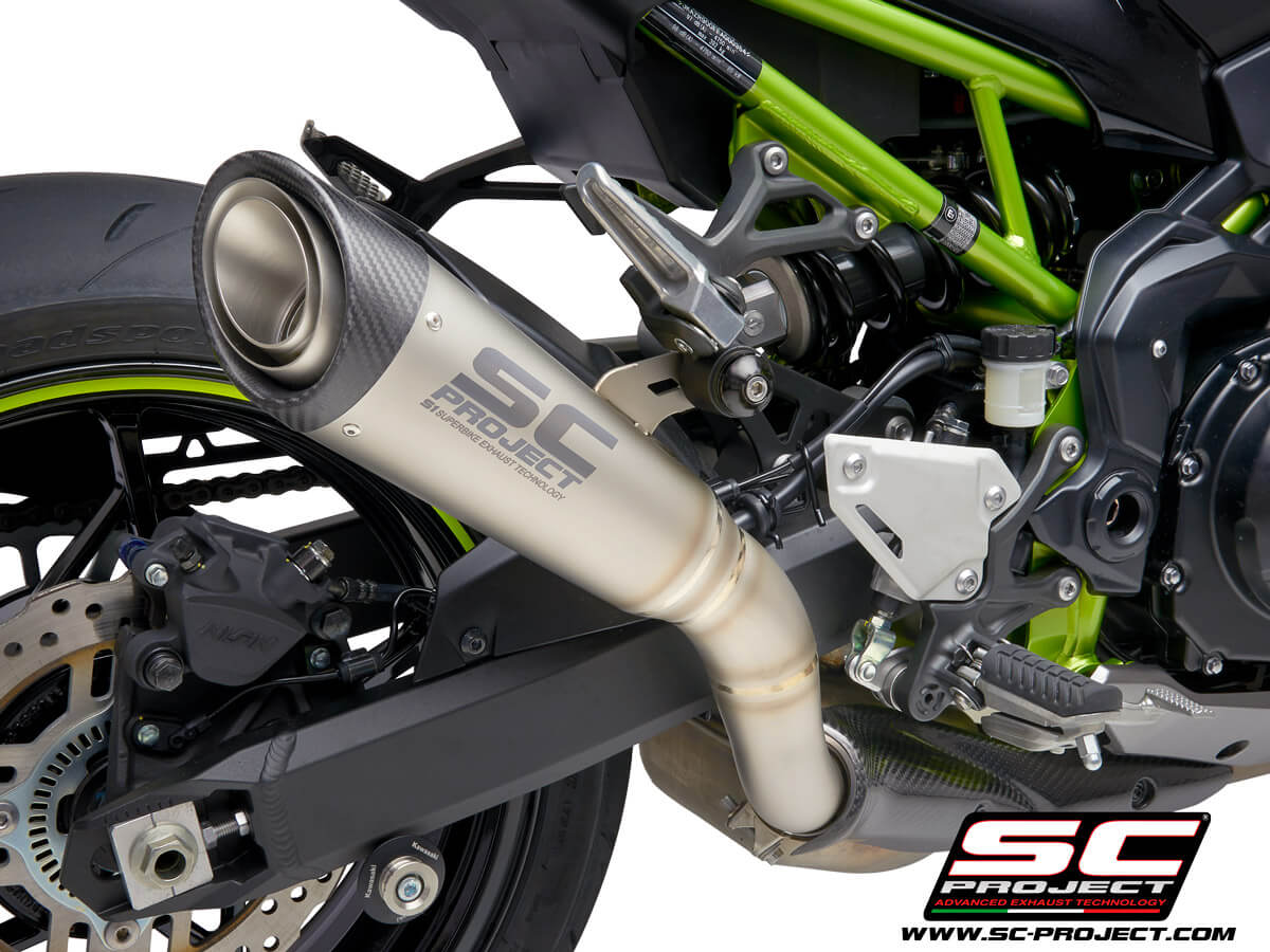 KAWASAKI Z 900 (2021-2024) S1 Muffler, Titanium, with Carbon fibre end cap