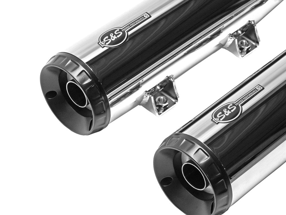4in. Grand National Slip-On Mufflers – Chrome with Black End Caps. Fits Indian Scout 2015up.