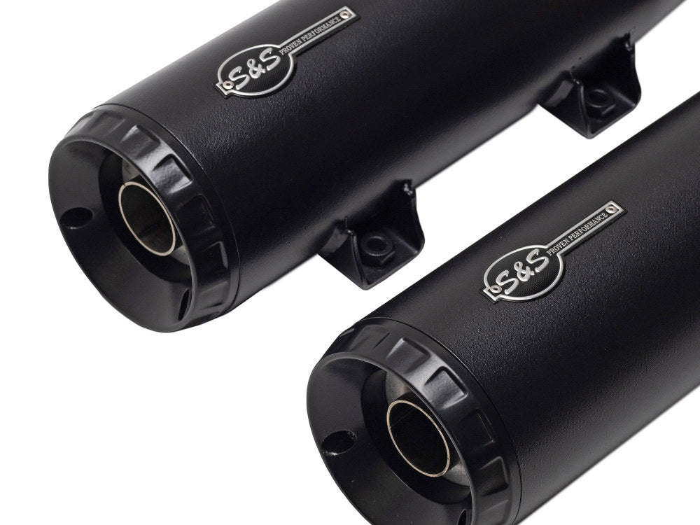 4in. Grand National Slip-On Mufflers – Black with Black End Caps. Fits Indian Scout 2015-2024
