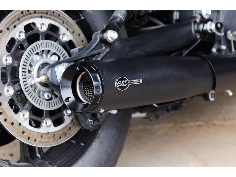 Grand National 2-into-1 Exhaust – Black with Black End Cap. Fits Indian Scout 2015-2024