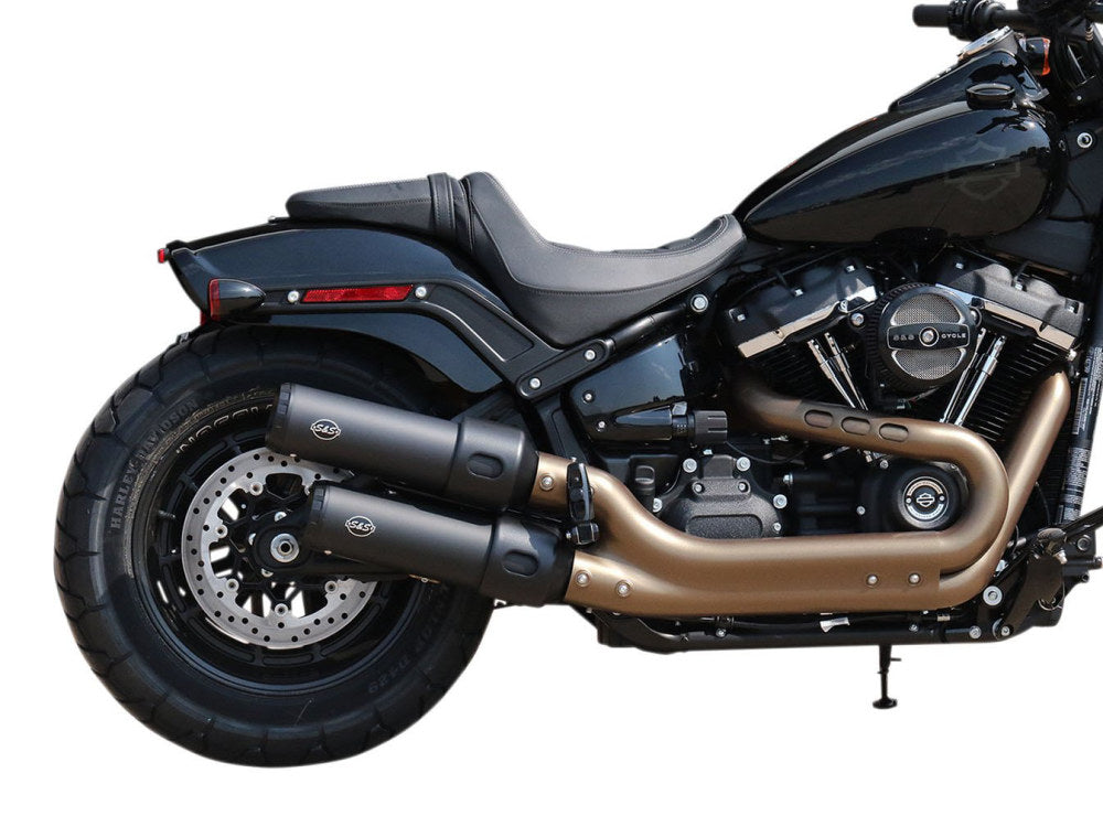 4in. Grand National Slip-On Mufflers – Black. Fits Fat Bob 2018up.