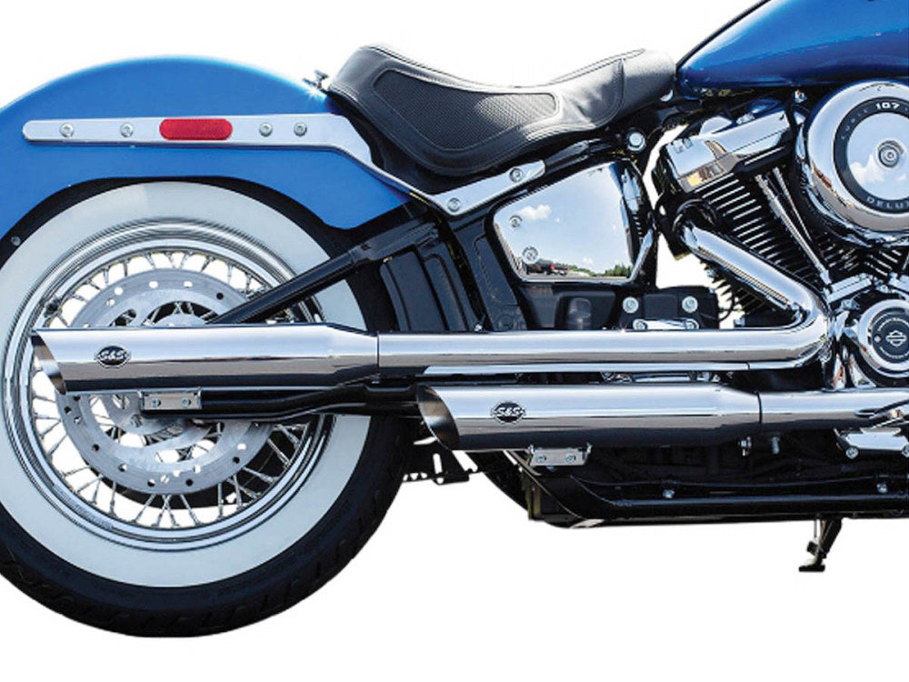 3-1/2in. Slash Cut Slip-On Mufflers – Chrome. Fits Heritage Classic 2018up & Deluxe 2018-2020