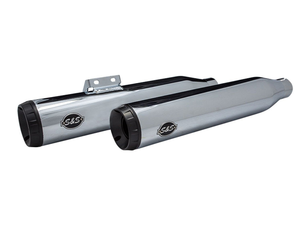 3-1/2in. Grand National Slip-On Mufflers – Chrome with Black End Caps. Fits Heritage Classic 2018up & Deluxe 2018-2020
