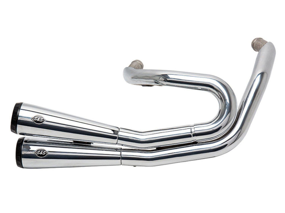 Grand National 2-into-2 Exhaust – Chrome with Black End Caps. Fits Street Bob, Low Rider, Slim, Fat Bob & Deluxe 2018up.