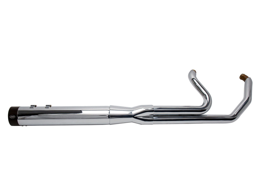 2-into-1 Sidewinder Exhaust – Chrome with Black End Cap. Fits Touring 1995-2016.