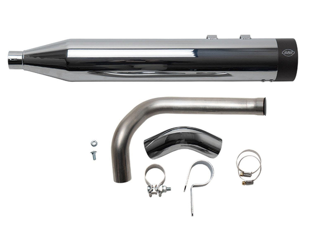 Shadow Pipe for S&S Sidewinder 2-into-1 Exhaust – Chrome with Black End Cap. Fits Touring 2009up.