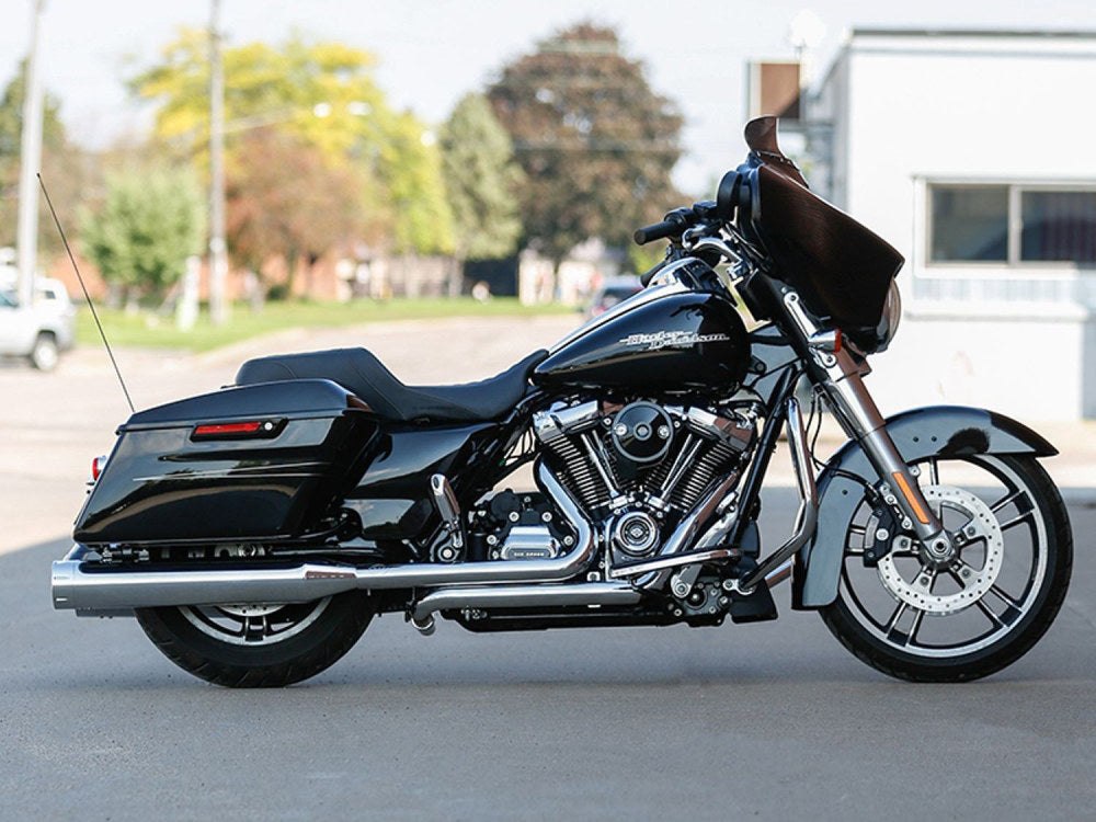 El Dorado 2-into-2 Dual Exhaust – Chrome with Chrome Tracer End Caps. Fits Touring 2017up.
