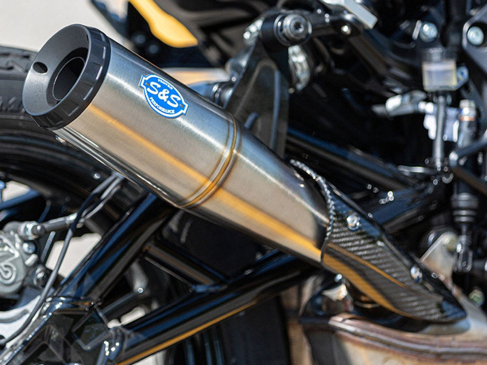 Grand National Slip-On Muffler – Stainless Steel. Fits Indian FTR1200 2019up.