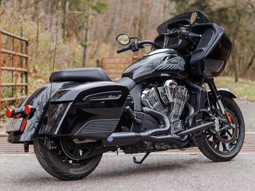 Qualifier 2-into-1 Exhaust – Black. Fits Indian Challenger 2020up.