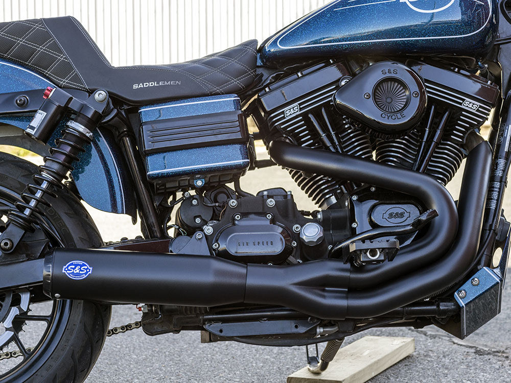 2-into-1 Qualifier Exhaust – Black with Black End Cap. Fits Dyna 2006-2017