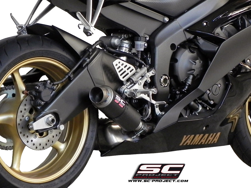 YAMAHA YZF R6 (2006 - 2016) GP-M2 Muffler, low position, Carbon fibre, with CNC machined exit pipe