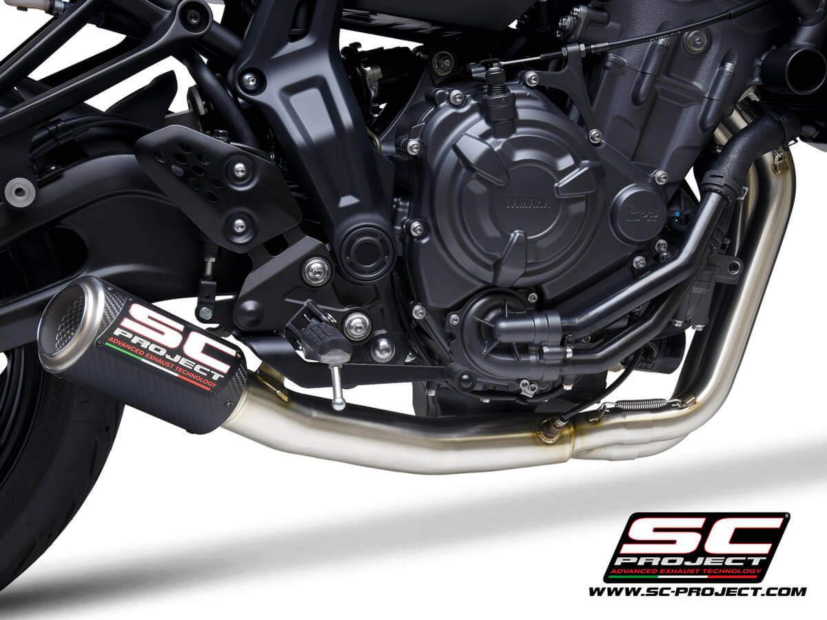 YAMAHA MT-07 (2021-2024) Full 2-1 Stainless Steel Exhaust System, with CR-T Carbon Muffler - RACING