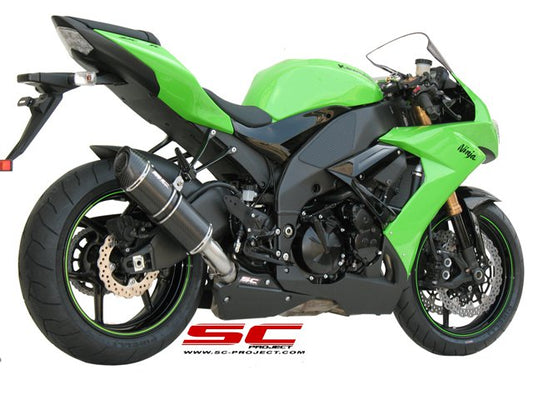 KAWASAKI NINJA 650 (2021-2022) Full exhaust system 2-1, with SC1-R GT Muffler, matt black painted titanium, with carbon fiber end cap