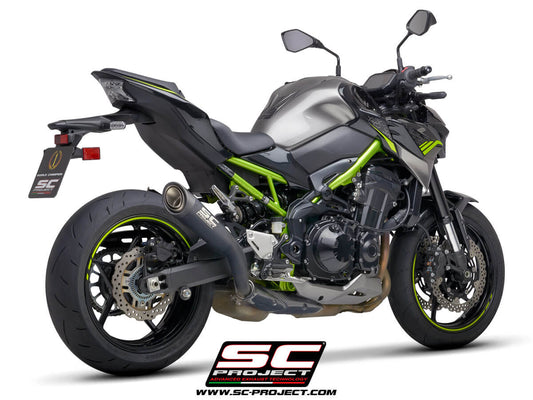 KAWASAKI Z 900 (2021-2024) S1 Muffler, Titanium, matt black painted, with Carbon fibre end cap