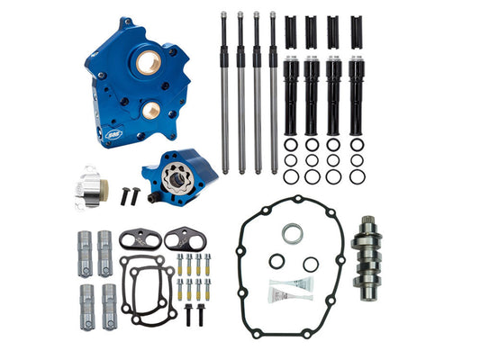 Cam Chest Kit with 465C Chain Drive Camshafts & Black Pushrod Covers. Fits Touring 2017up & Softail 2018up with Oil Cooled Engines