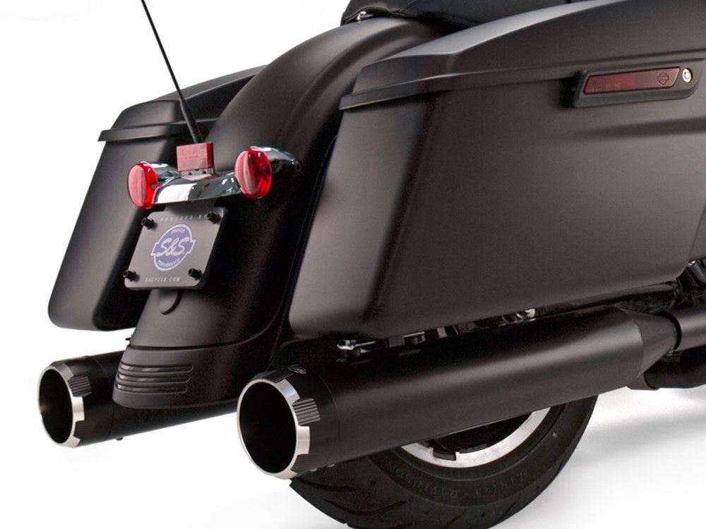 4-1/2in. Mk45 Slip-On Mufflers – Black with Black Thruster End Caps. Fits Touring 1995-2016.