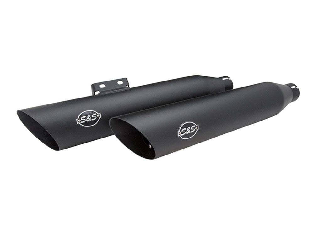 3-1/2in. Slash Cut Slip-On Mufflers – Black. Fits Softail Slim, Street Bob, Low Rider, Breakout & Fat Boy 2018up & Standard 2020up.