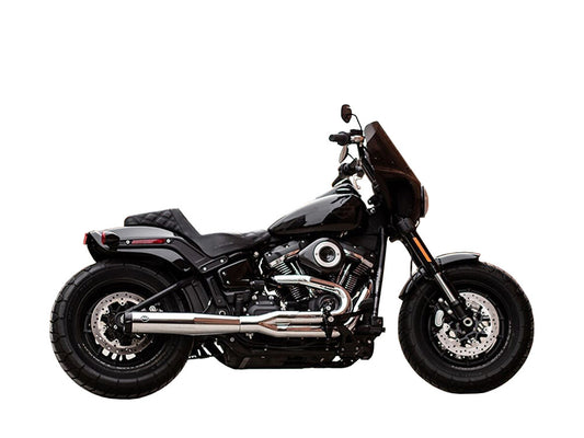 2-into-1 SuperStreet Exhaust – Stainless Steel with Black End Cap. Fits Softail 2018up Non-240 Rear Tyre Models.